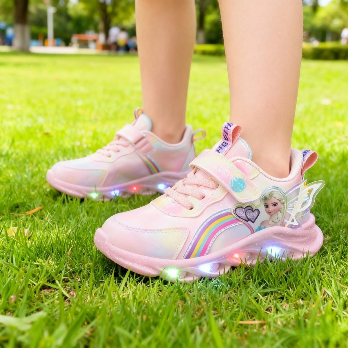 LumaStride Princess LED Sneakers for Kids with Secure Traction and Lights