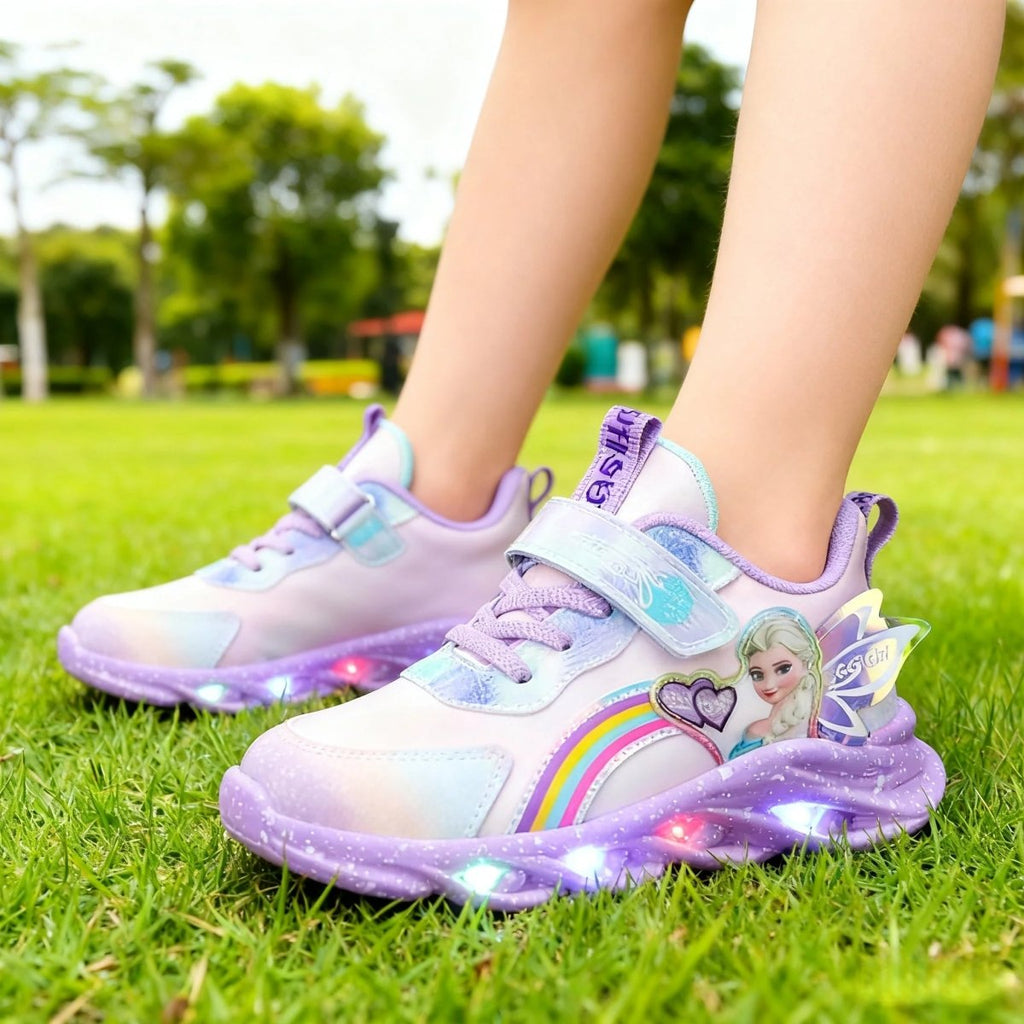 LumaStride Princess LED Sneakers for Kids with Secure Traction and Lights