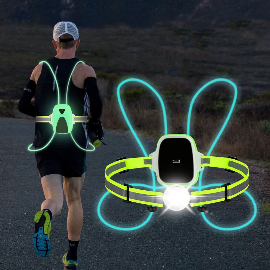 LumaSafe LED-säkerhetsväst för joggare, 6 färglägen, justerbar synlighet