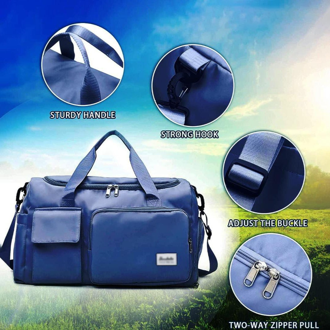 Bolsa de viaje versátil para gimnasio con múltiples bolsillos y compartimento para zapatos