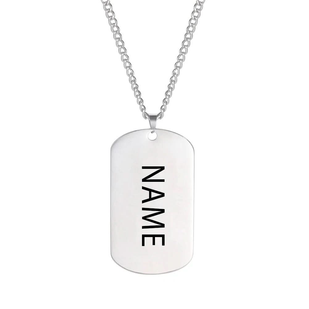 Collar de placa para perro de acero inoxidable NovaForge grabado para hombres, duradero e impermeable