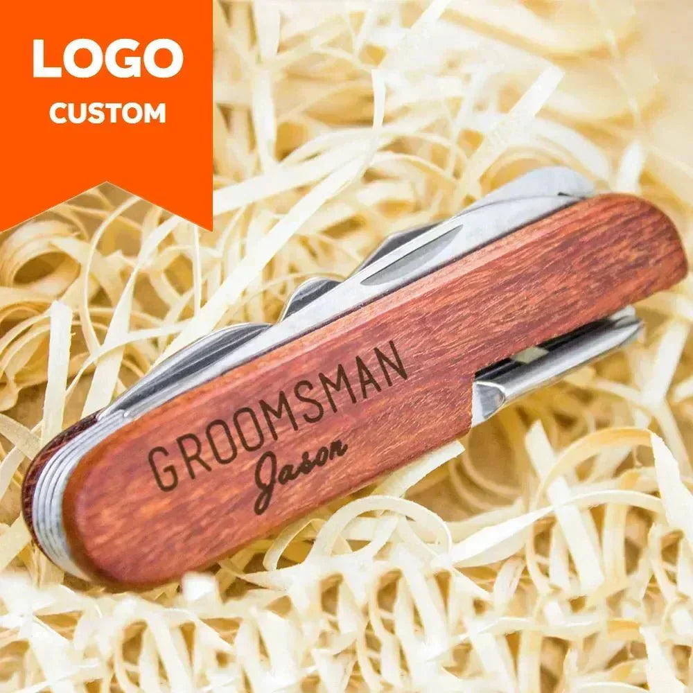 Heritage Oak personalisierter Rosenholz Kellnermesser Korkenzieher mit Gravur Geschenk Hochzeit