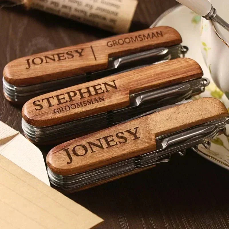 Heritage Oak personalisierter Rosenholz Kellnermesser Korkenzieher mit Gravur Geschenk Hochzeit