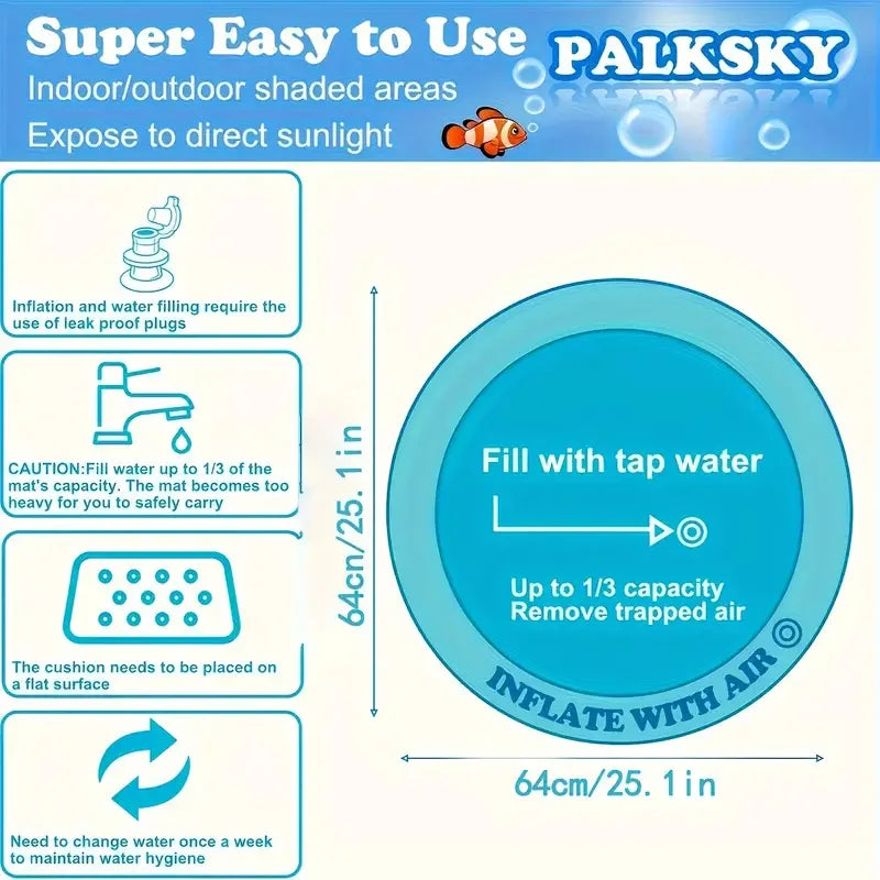 Oceanpaws Water Play Mat, Inflatable Cooling Sensory Pad For Pets