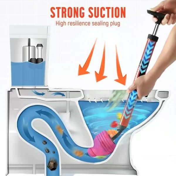 AeroFlow høytrykks toalettstempel med lufttrykk for rask fjerning av tett toalett