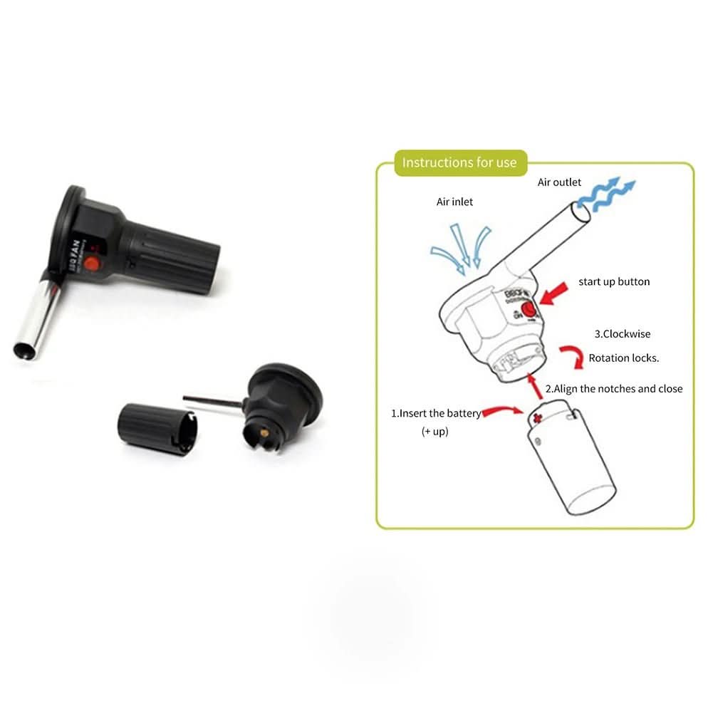 Portable Grill Blower For Quick Lighting At Outdoor Barbecues And Campers