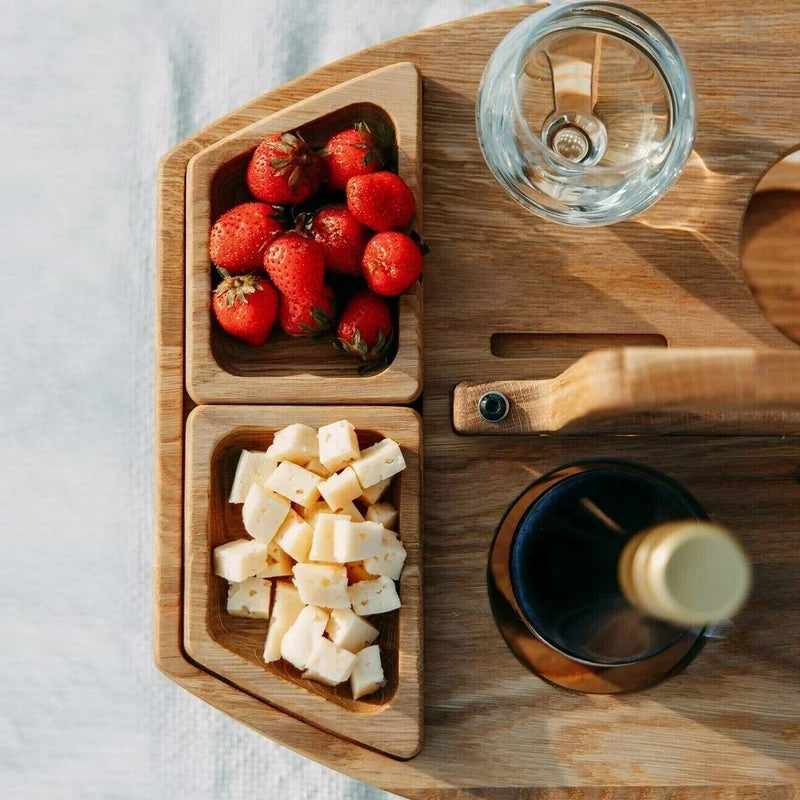 Travel-Friendly Wooden Picnic Table With Snack Compartments For Outdoors