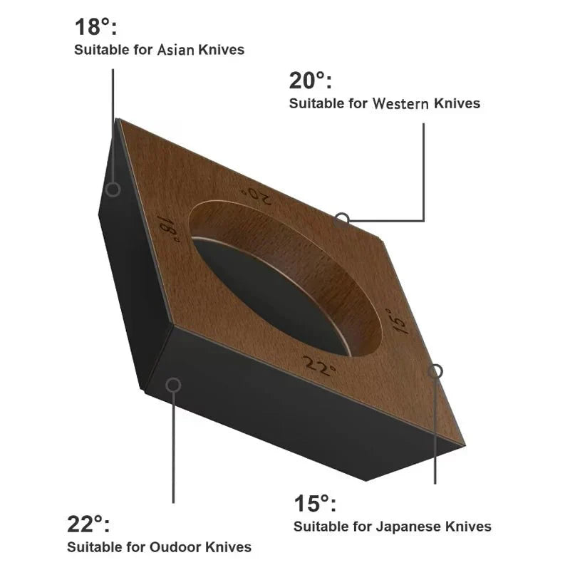 NovaEdge Quad-Angle Knife Sharpener With Magnetic Wood Base For All Blades