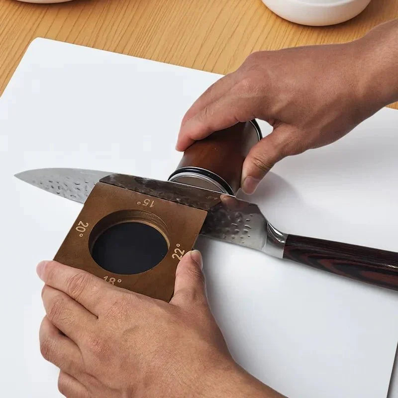 NovaEdge Quad-Angle Knife Sharpener With Magnetic Wood Base For All Blades