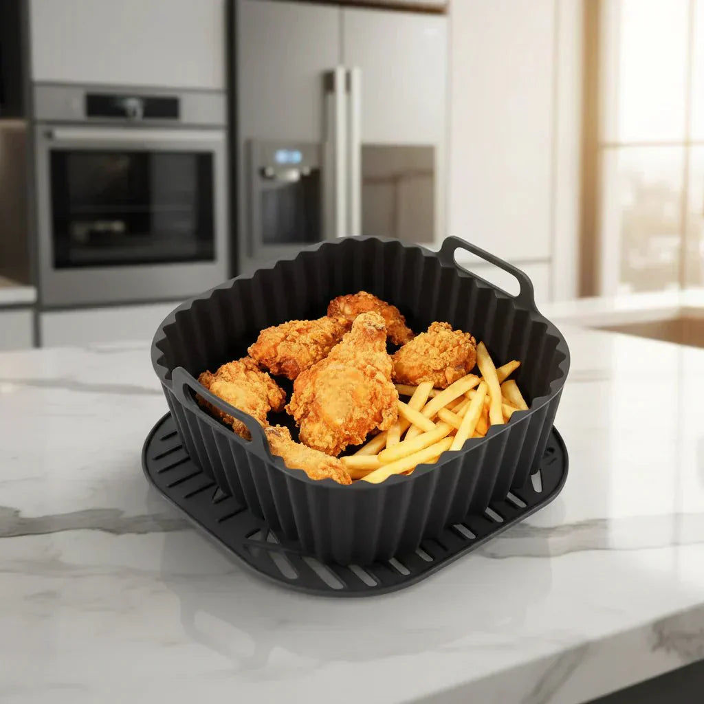 Nova Breeze firkantede silikoninnlegg for airfryer, non-stick og gjenbrukbare