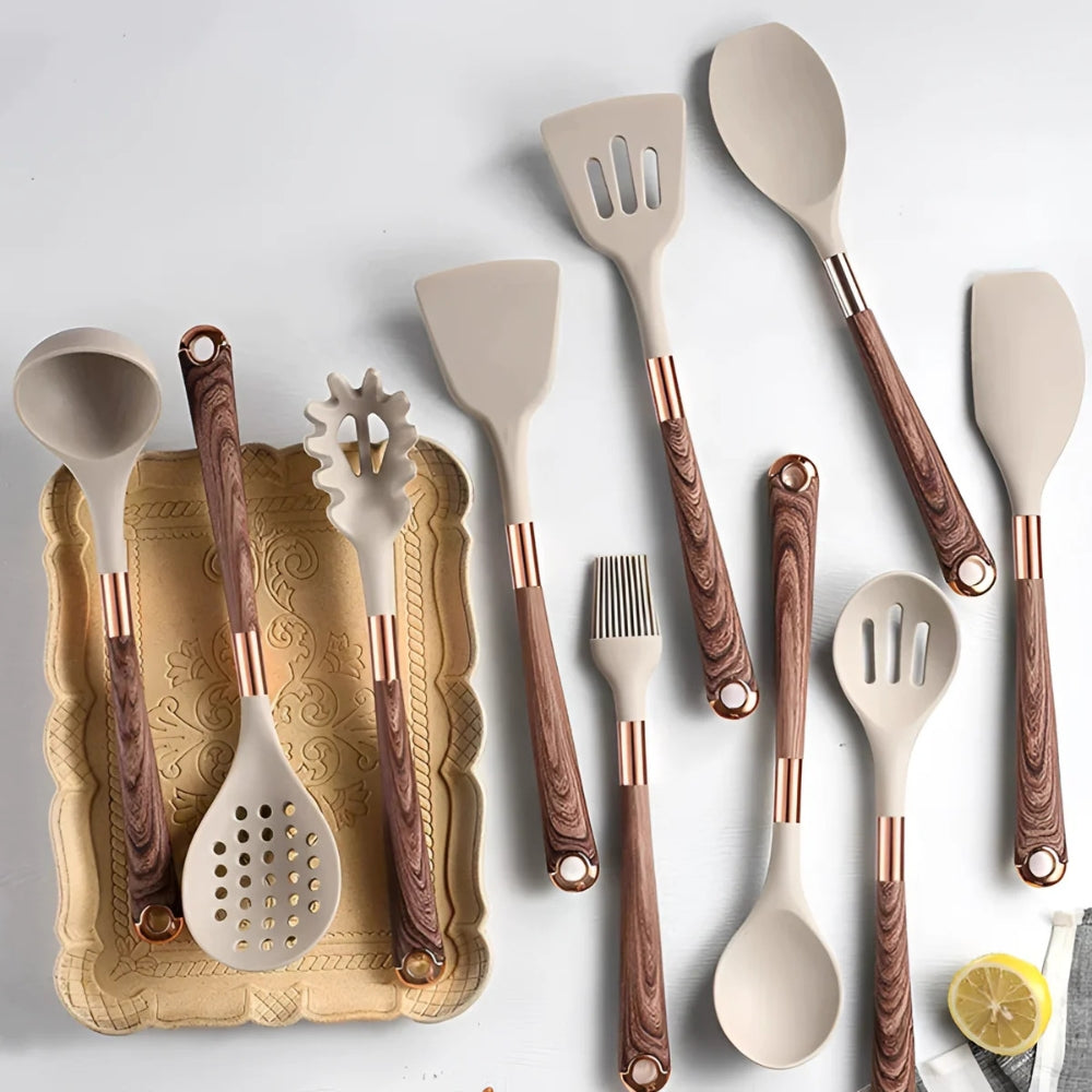 Silvoria 10-delars silikonredskap med värmebeständig design