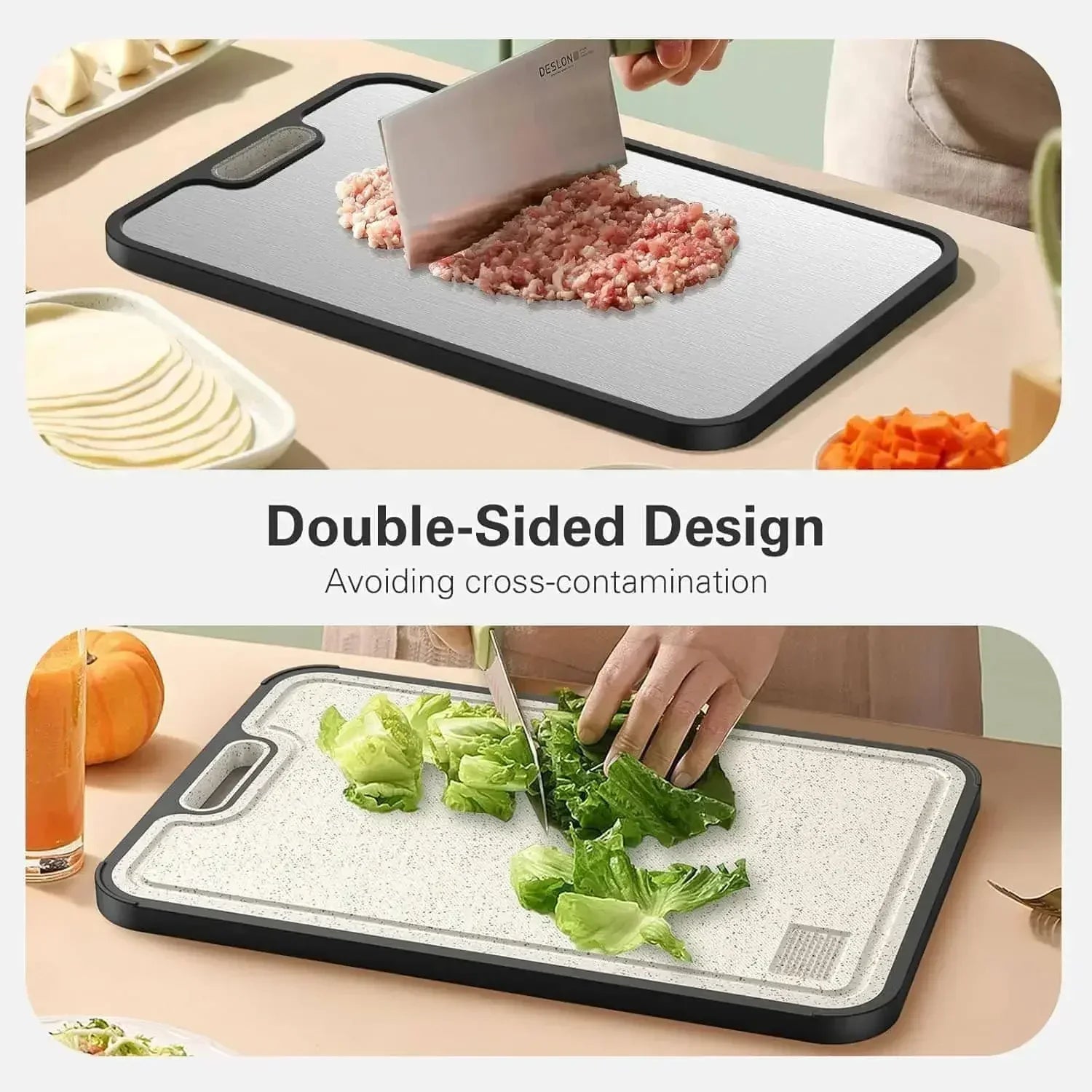 LumaSlice Titanium Cutting Board With Dual-Sided Non Slip Grip Surface