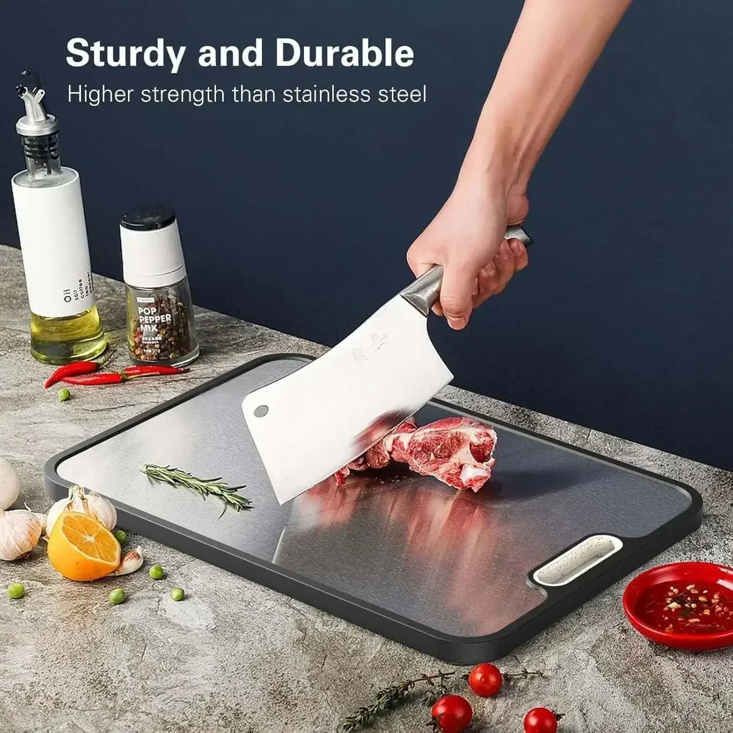 LumaSlice Titanium Cutting Board With Dual-Sided Non Slip Grip Surface