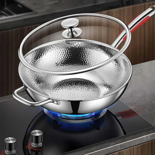 Wok de inducción Aurora Titanium con diseño de fondo redondo para cocinas modernas