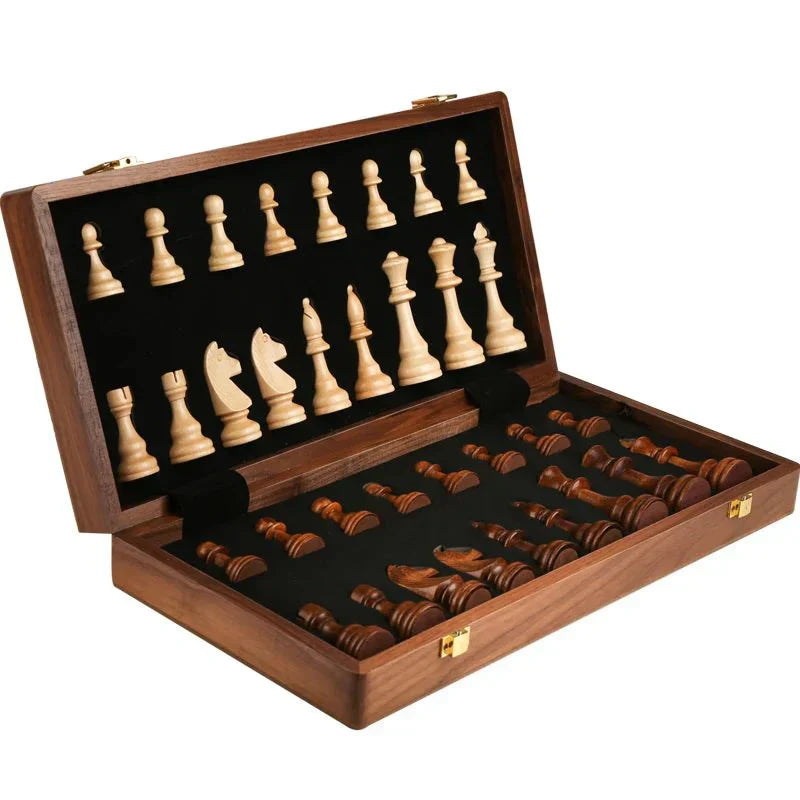 Set de ajedrez Aurora Deluxe con tablero plegable de nogal