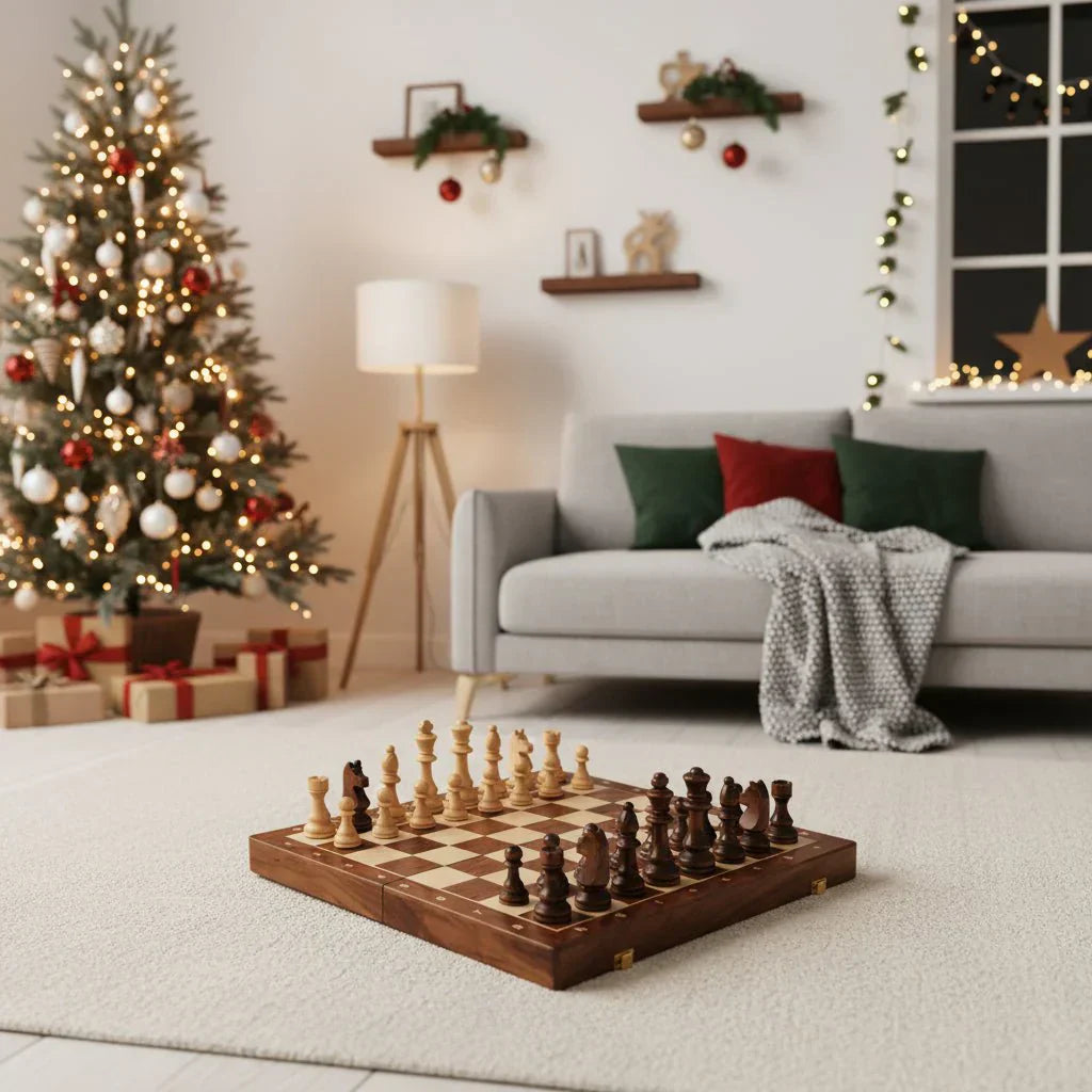 Set de ajedrez Aurora Deluxe con tablero plegable de nogal