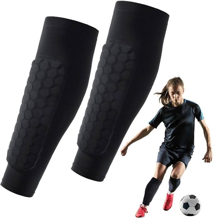 Caneleiras ShieldFlex com Suporte para Tornozelo para Jogadores de Futebol, Conforto Respirável