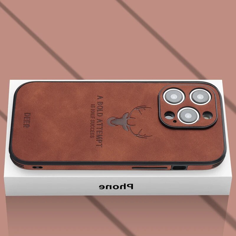 Funda para teléfono de cuero genuino con protección a prueba de golpes, delgada y estilizada