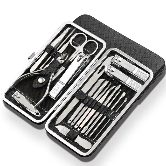 LuxeTools 19-Piece Stainless Steel Nail Care Kit For Manicures Or Pedicures