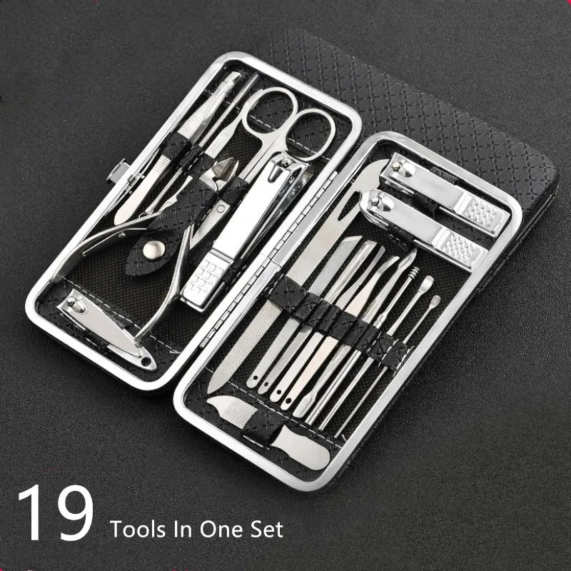 LuxeTools 19-Piece Stainless Steel Nail Care Kit For Manicures Or Pedicures