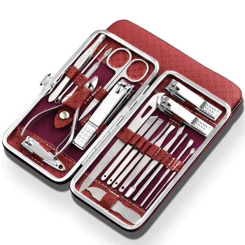 LuxeTools 19-Piece Stainless Steel Nail Care Kit For Manicures Or Pedicures