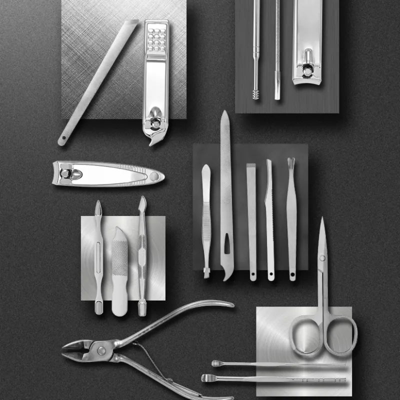 LuxeTools 19-Piece Stainless Steel Nail Care Kit For Manicures Or Pedicures