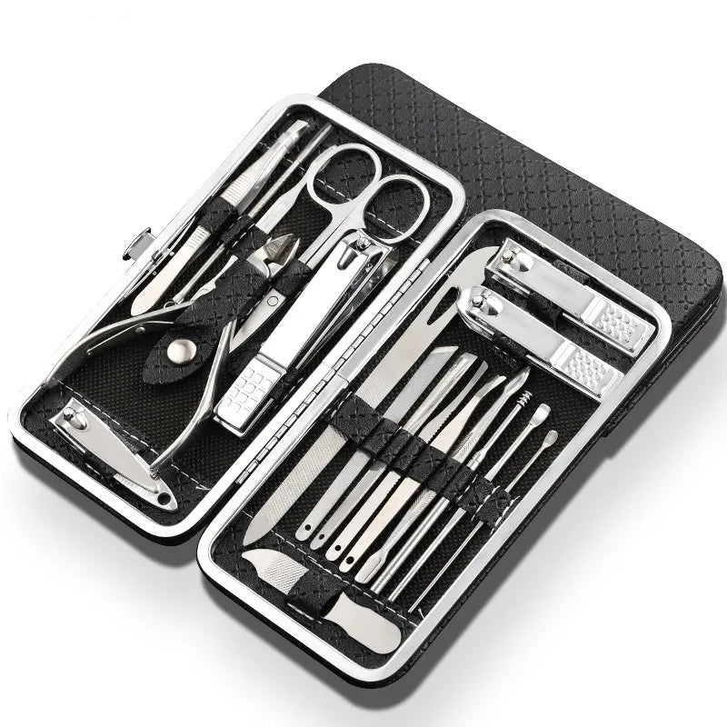 LuxeTools 19-Piece Stainless Steel Nail Care Kit For Manicures Or Pedicures
