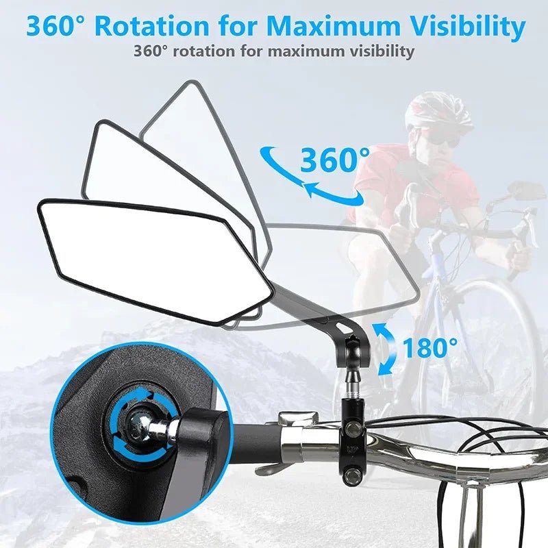 Specchietto Retrovisore Regolabile VistaGlide per Bicicletta con Ampio Angolo di Visione per Ciclisti