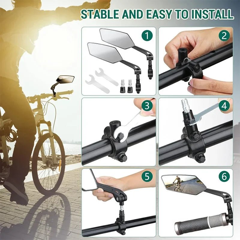 Specchietto Retrovisore Regolabile VistaGlide per Bicicletta con Ampio Angolo di Visione per Ciclisti