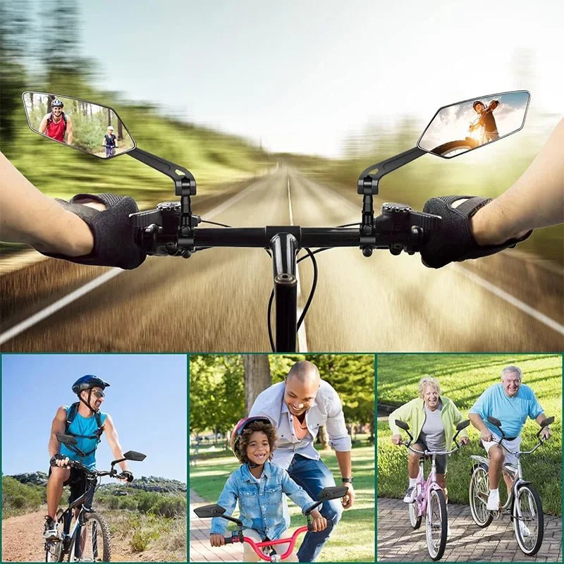 Specchietto Retrovisore Regolabile VistaGlide per Bicicletta con Ampio Angolo di Visione per Ciclisti