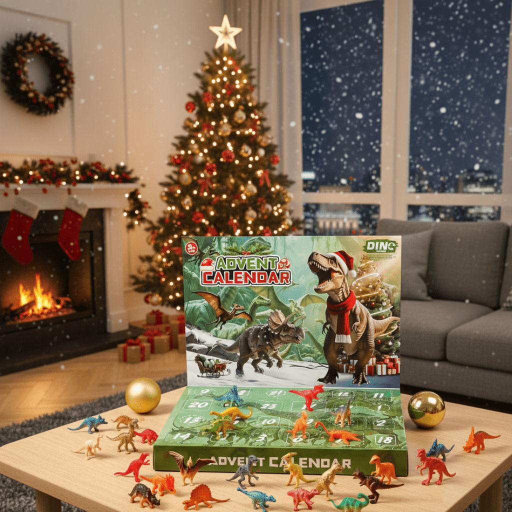 Calendario de Cuenta Regresiva de Navidad Jurassic Journey 2025 con 24 Juguetes de Dinosaurios para Niños