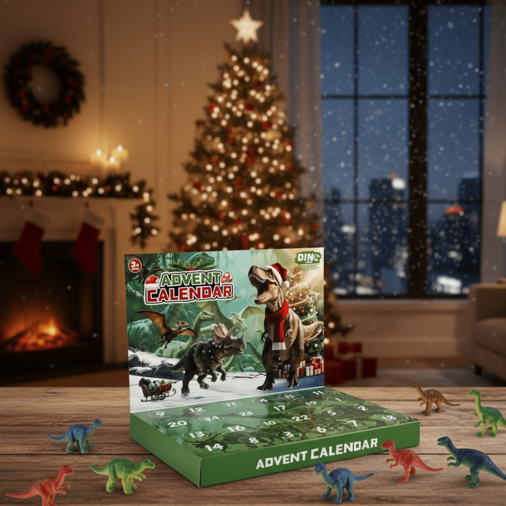 Calendario de Cuenta Regresiva de Navidad Jurassic Journey 2025 con 24 Juguetes de Dinosaurios para Niños