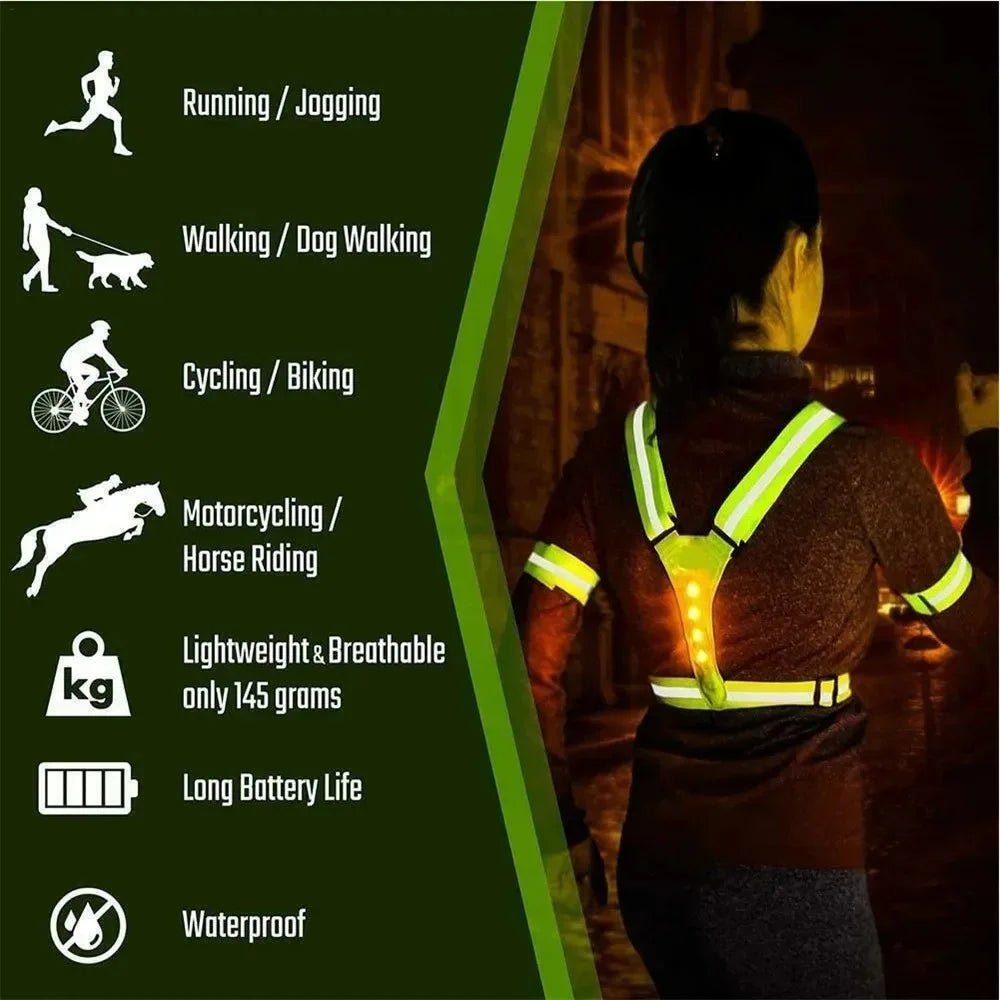 Chaleco de running LED LumaStride con ajuste ajustable y visibilidad de 360 grados