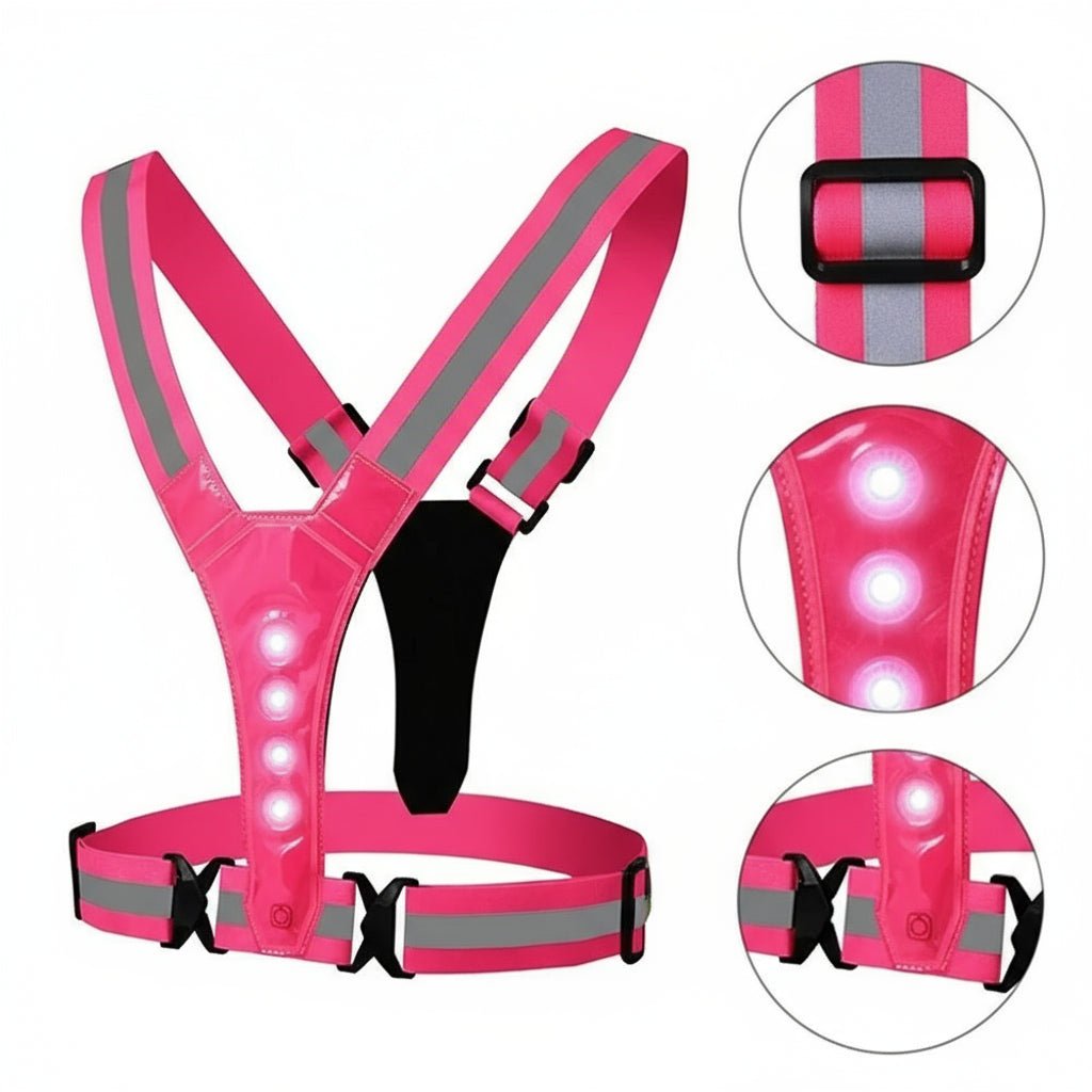 Chaleco de running LED LumaStride con ajuste ajustable y visibilidad de 360 grados