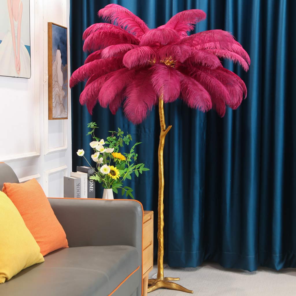 Elegant Ostrich Feather Modern Floor Lamp For Living Room Decor