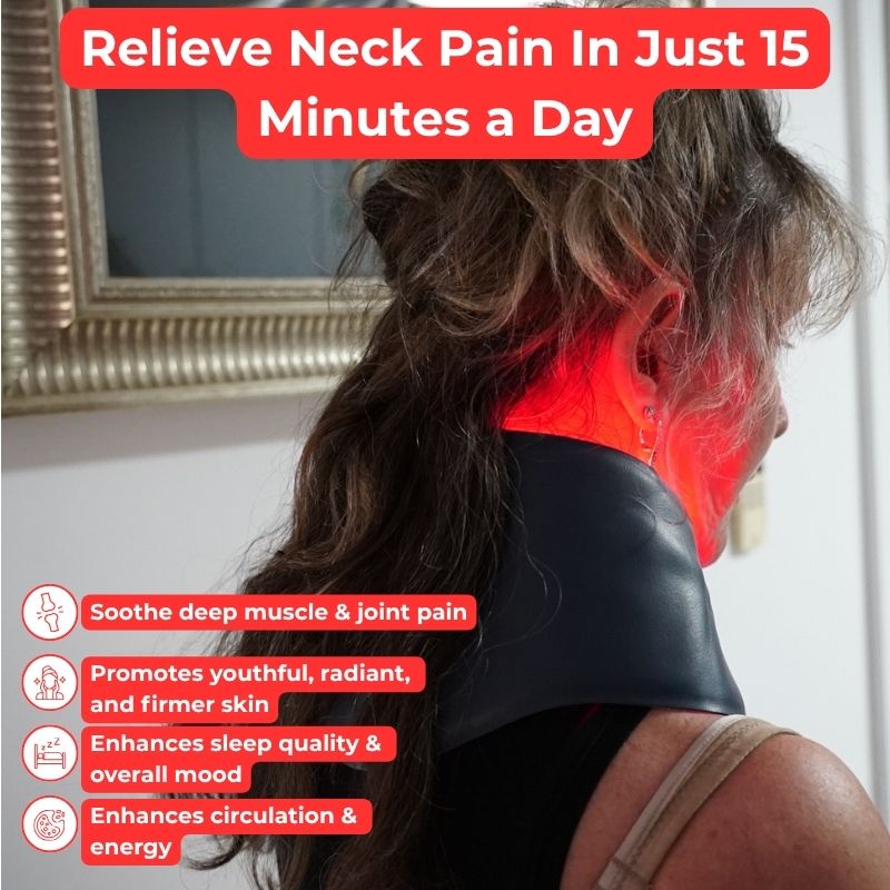 Neck-Worn Red Light Relief Device For On-The-Go Personal Care
