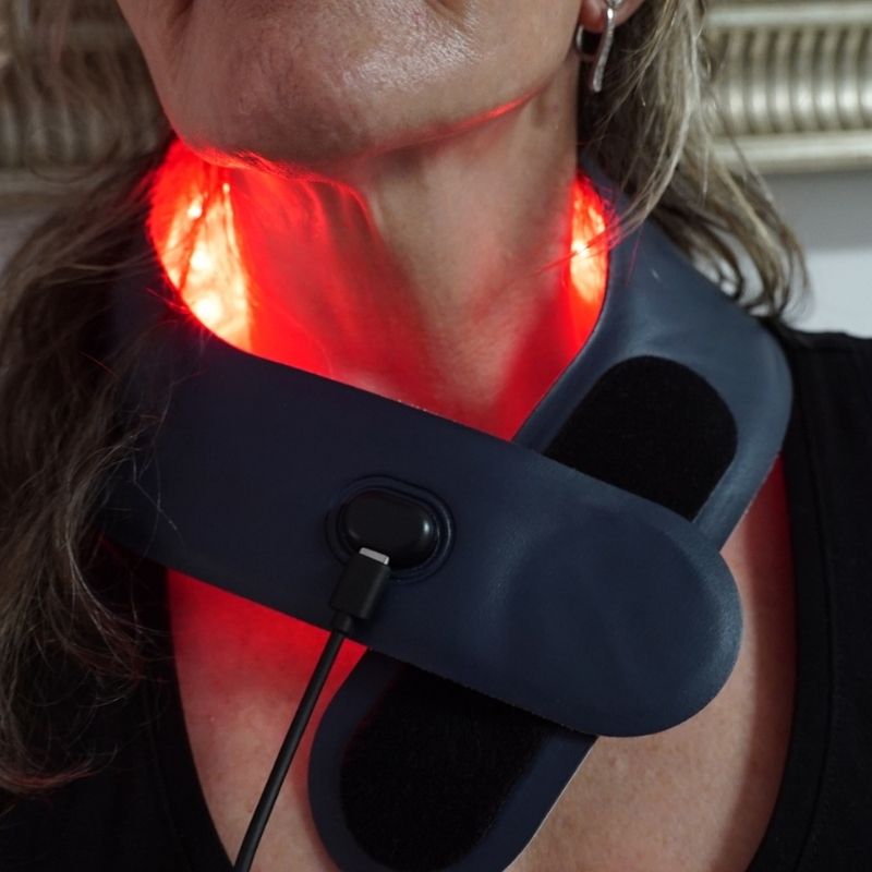 Neck-Worn Red Light Relief Device For On-The-Go Personal Care
