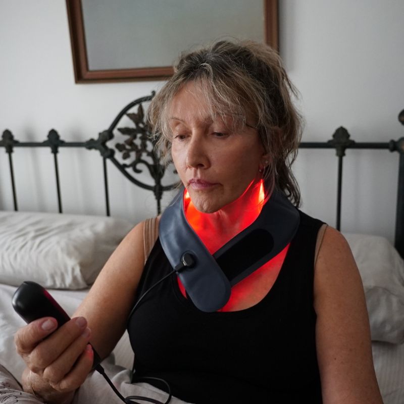 Neck-Worn Red Light Relief Device For On-The-Go Personal Care