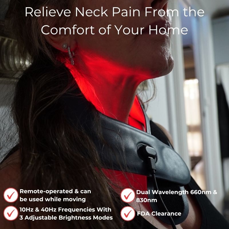 Neck-Worn Red Light Relief Device For On-The-Go Personal Care