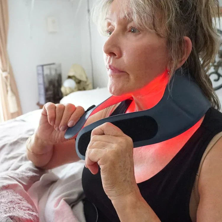 Neck-Worn Red Light Relief Device For On-The-Go Personal Care