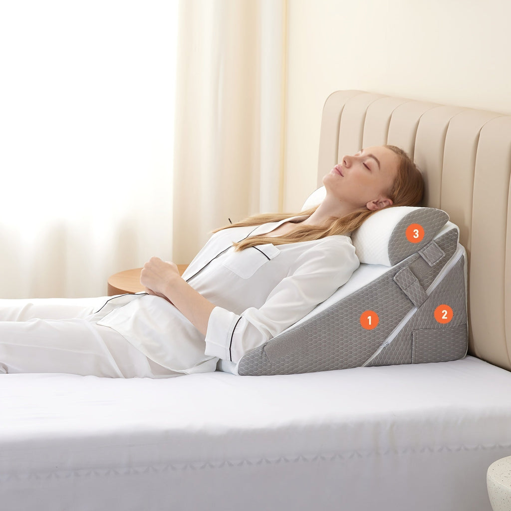 Sleepluxe Ayarlanabilir Yatak Kama Yastığı Sırt Rahatlığı ve Bacak Yükseltme İçin