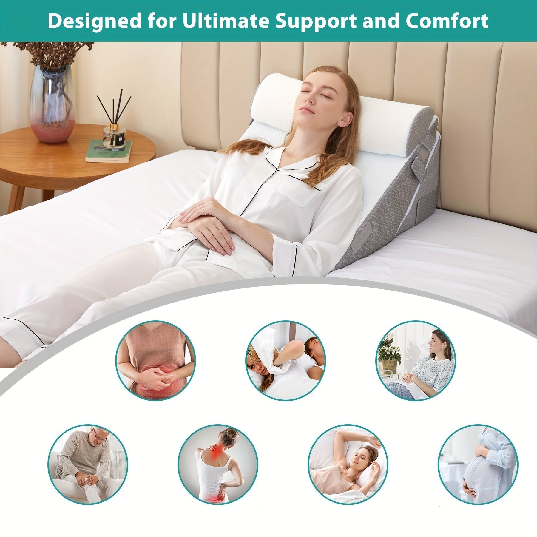 Sleepluxe Ayarlanabilir Yatak Kama Yastığı Sırt Rahatlığı ve Bacak Yükseltme İçin