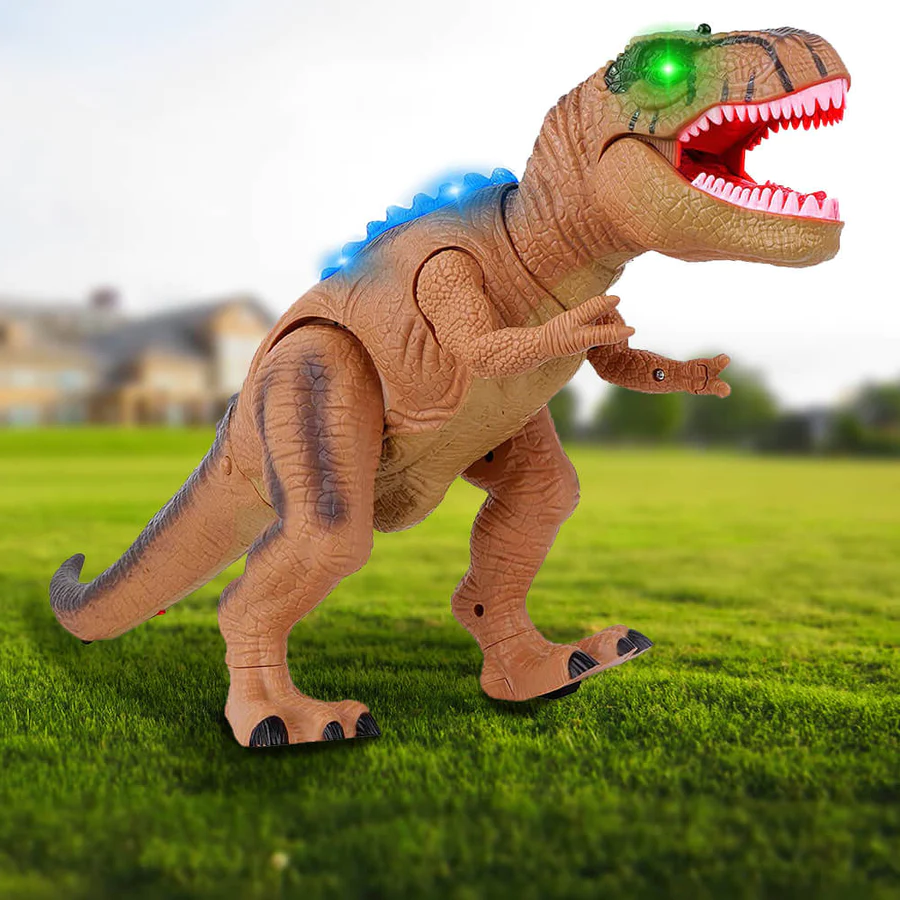 Juguete de dinosaurio T Rex ambulante con luces LED para jugar con control remoto