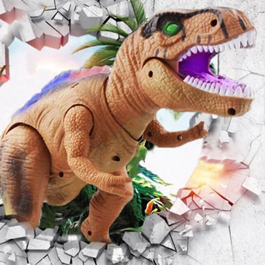 Juguete de dinosaurio T Rex ambulante con luces LED para jugar con control remoto
