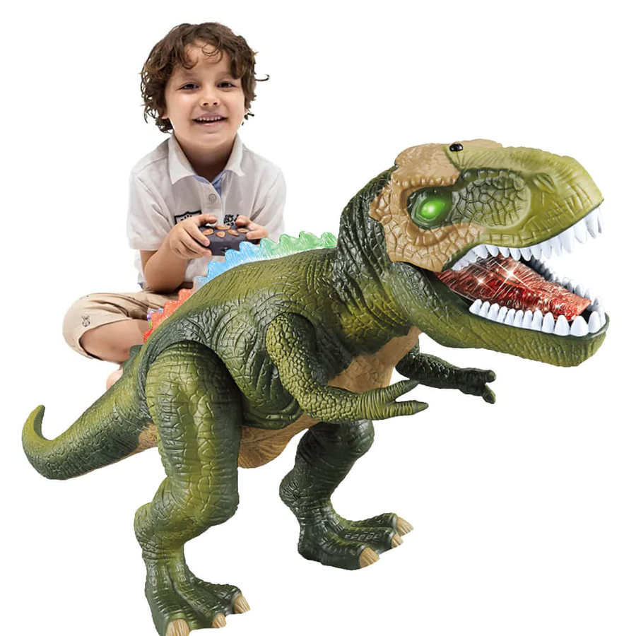 Juguete de dinosaurio T Rex ambulante con luces LED para jugar con control remoto