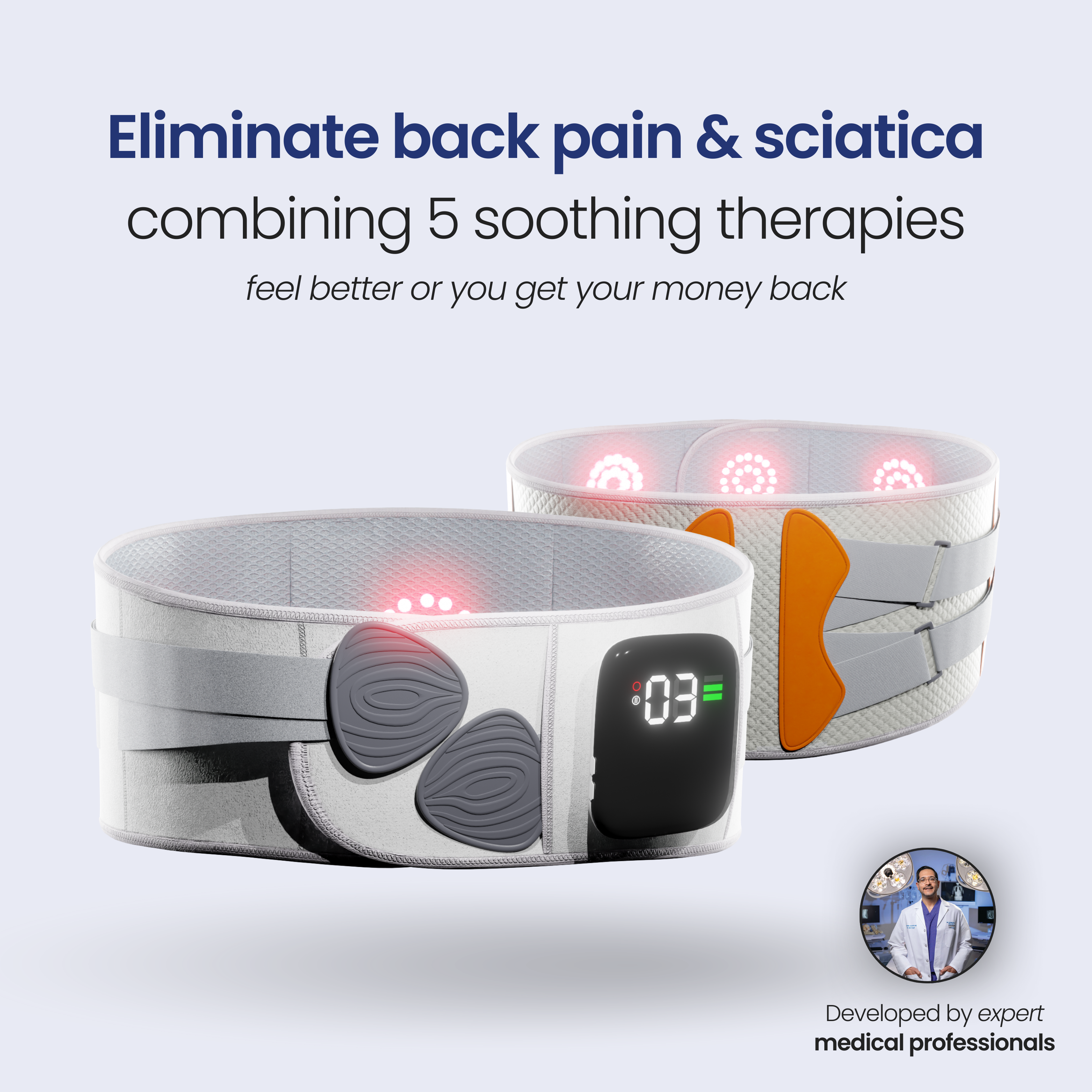 Cinturón de Soporte Lumbar Ajustable ReliefFlow con Vibración y Calor