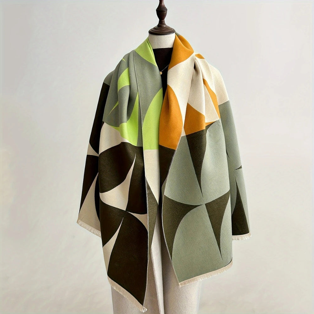 Poncho Sciarpa in Microfibra Aurabreeze con Motivo Reversibile