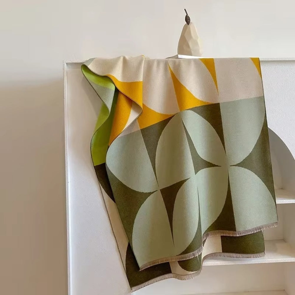Poncho Sciarpa in Microfibra Aurabreeze con Motivo Reversibile