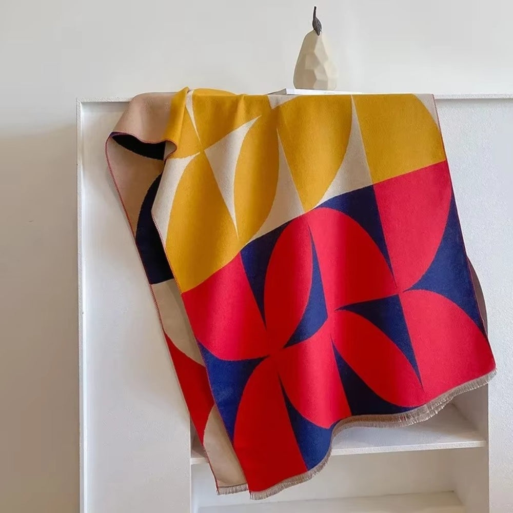 Poncho Sciarpa in Microfibra Aurabreeze con Motivo Reversibile