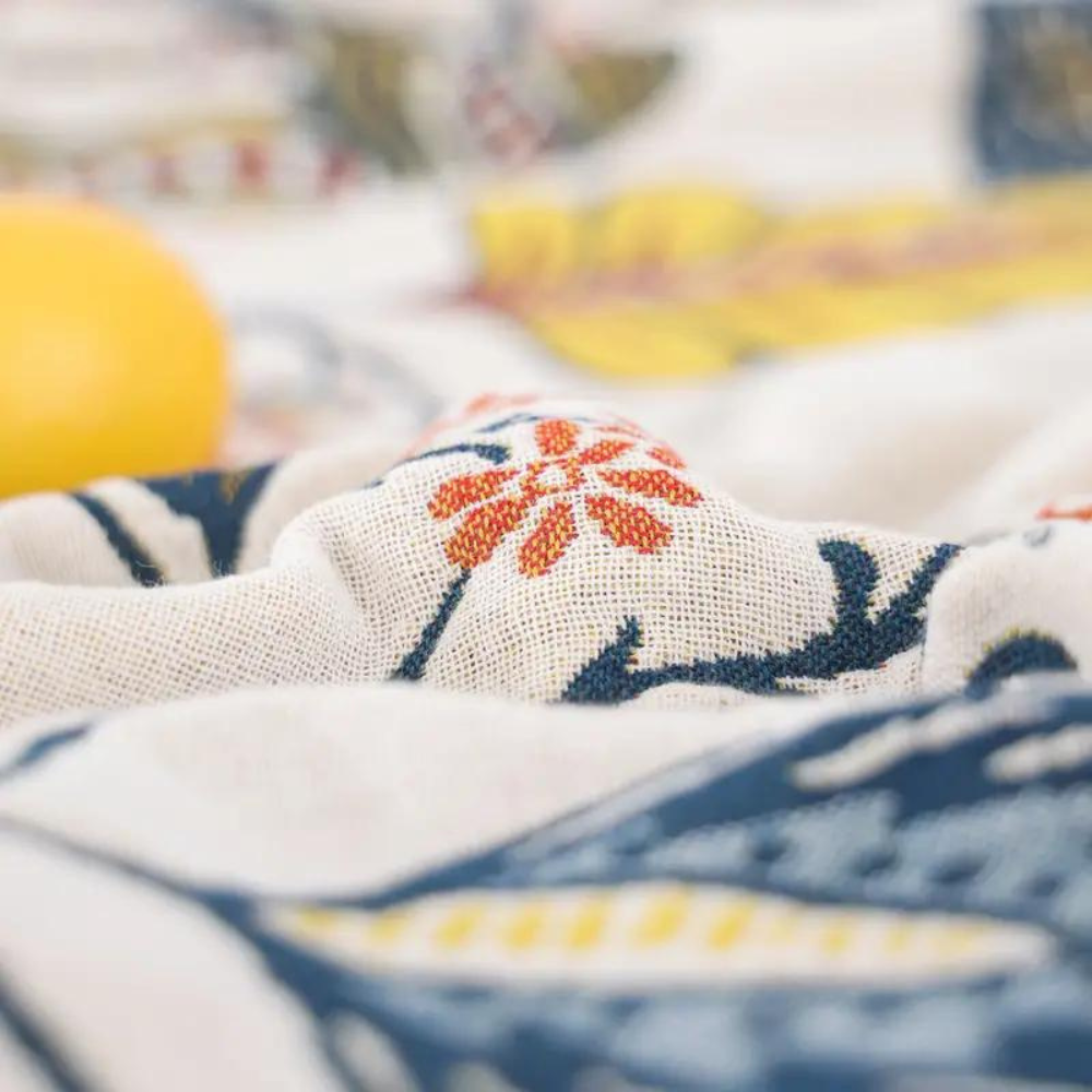 Floravista Reversible Cotton Floral Throw Blanket For Home Decor